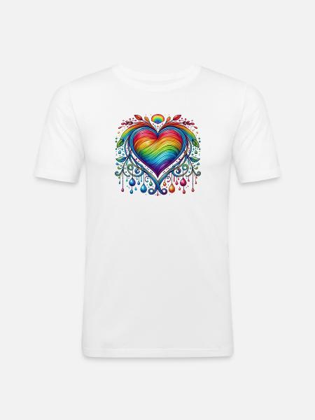 Rainbow Heart - Men's Slim Fit T-Shirt - white