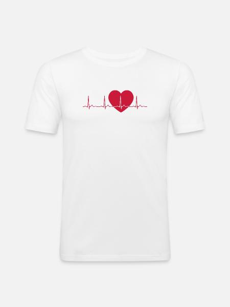Heartbeat ECG Line Medical Pulse Wave Icon Vector - Men's Slim Fit T-Shirt - white
