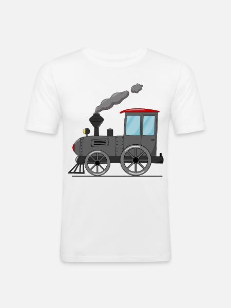 Children's train railway grey - Men's Slim Fit T-Shirt - white