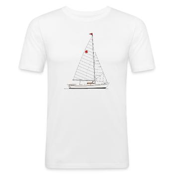 Hansa Jolle Riss - Männer Slim Fit T-Shirt - Weiß - Vorne - Nik (191cm)
