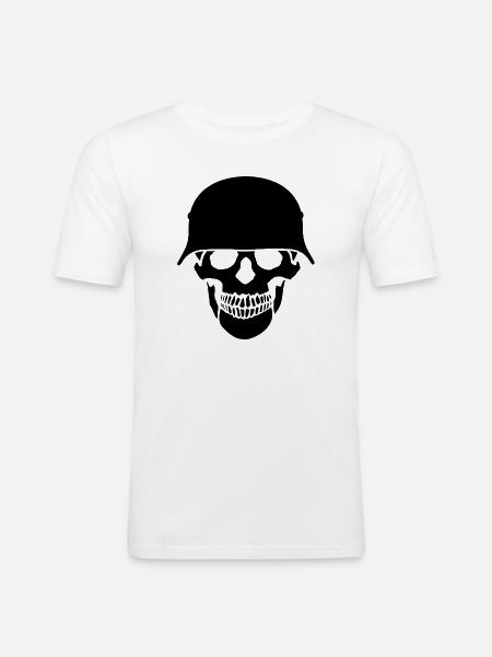Schädelhelm / Schädelperlen - Männer Slim Fit T-Shirt - Weiß