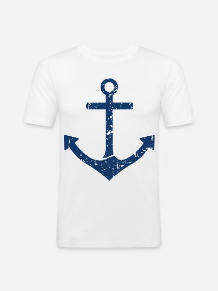 Ancre - T-shirt près du corps Homme - blanc