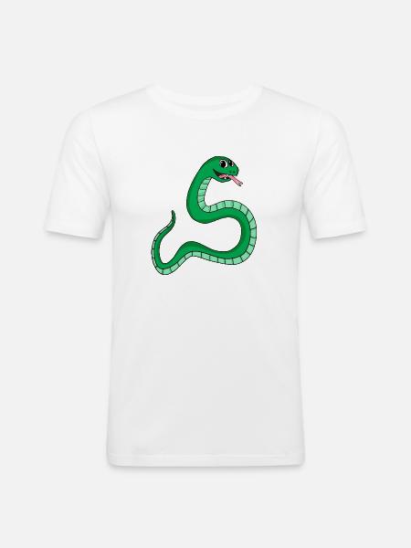 Schlange - Männer Slim Fit T-Shirt - Weiß