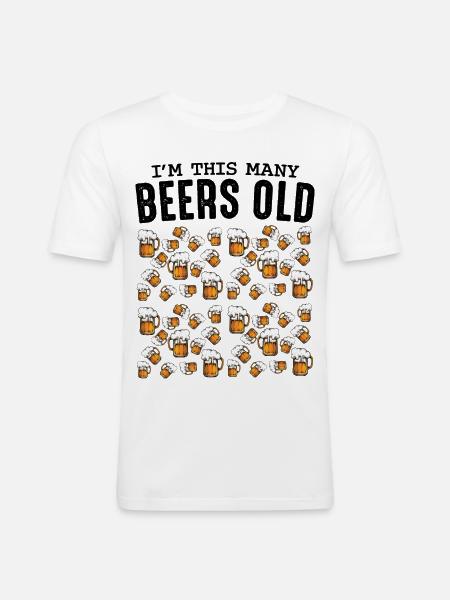 Beer Mug Pattern Collection Birthday 50 - Men's Slim Fit T-Shirt - white