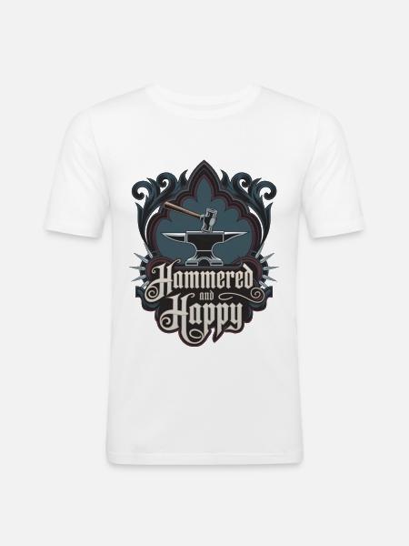 Martelé et heureux - T-shirt près du corps Homme - blanc