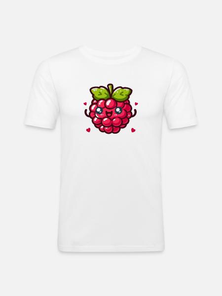 Framboise d'amour - T-shirt près du corps Homme - blanc