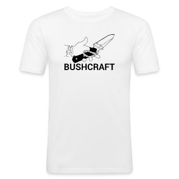 Survival-Ready #Bushcraft - Männer Slim Fit T-Shirt - Weiß - Vorne - Nik (191cm)