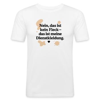 Das ist kein Fleck (schwarz & beige) - Männer Slim Fit T-Shirt - Weiß - Vorne - Nik (191cm)