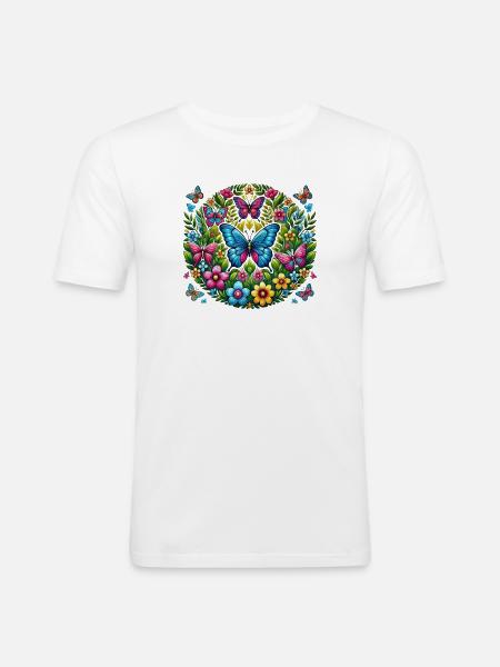 Papillons 2 - T-shirt près du corps Homme - blanc