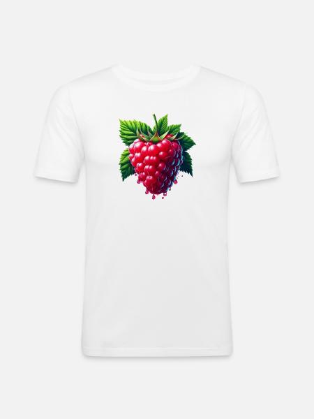 Runny leafy raspberry - Men's Slim Fit T-Shirt - white
