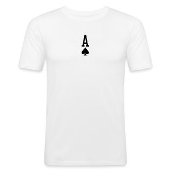 Poker Spielkarte - Pik Ass - Männer Slim Fit T-Shirt - Weiß - Vorne - Nik (191cm)