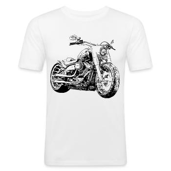 Amerikanischer V2 Chopper Schwarz - Männer Slim Fit T-Shirt - Weiß - Vorne - Nik (191cm)