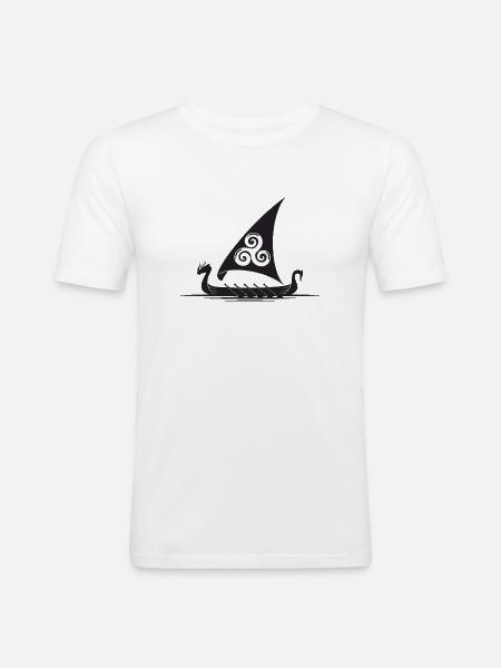 Viking Ship Triskel Sail - Men's Slim Fit T-Shirt - white