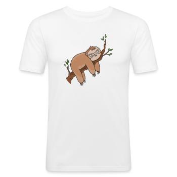 sloth - Men's Slim Fit T-Shirt - white - Front - Nik (191cm)