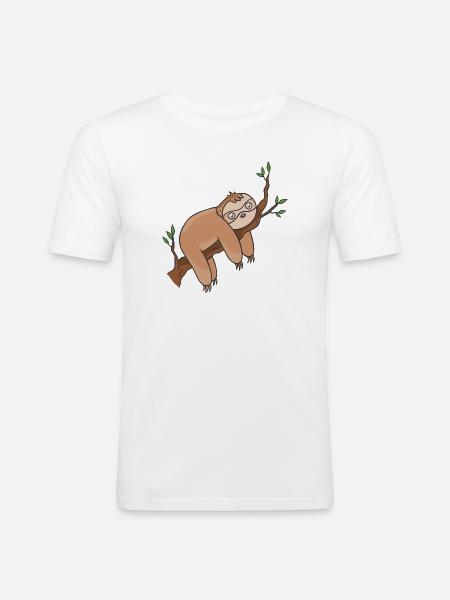 Faultier - Männer Slim Fit T-Shirt - Weiß