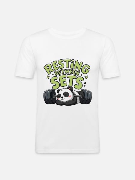 Resting Between Sets - Men's Slim Fit T-Shirt - white