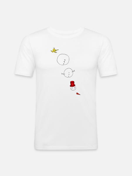 Schneemann ausgerutscht - Männer Slim Fit T-Shirt - Weiß