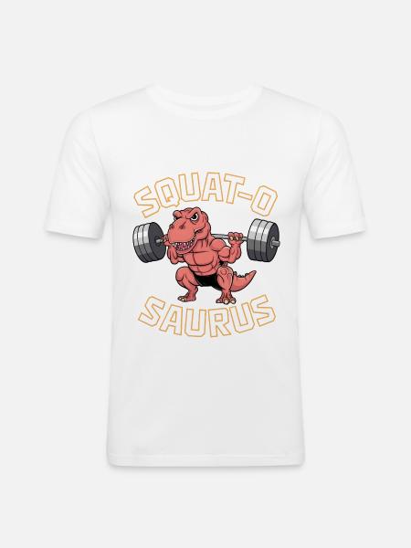 Squat-O Saurus - Men's Slim Fit T-Shirt - white