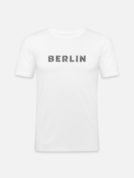 Berlin German Capital Hatching Letter - Men's Slim Fit T-Shirt - white