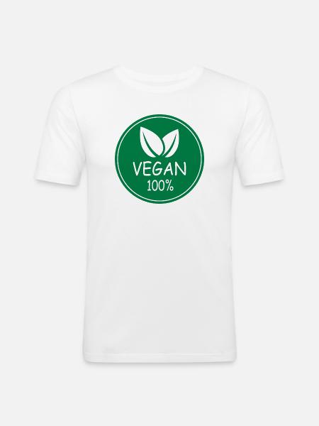 vegan 100% - Männer Slim Fit T-Shirt - Weiß