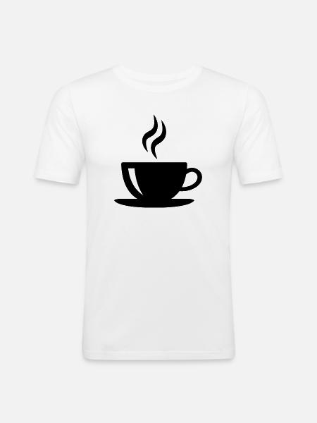 Kaffeetasse - Männer Slim Fit T-Shirt - Weiß