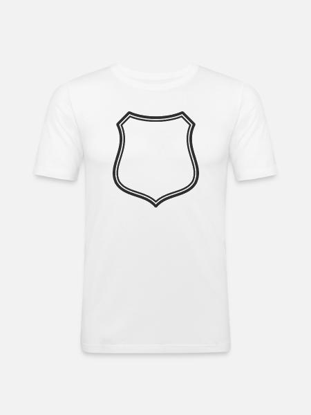 Leeres Schildlinien-Symbol Abzeichen Wappen Umrisssymbol - Männer Slim Fit T-Shirt - Weiß