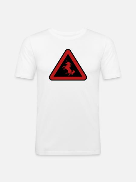 Achtung Einhorn, Gefahr - Männer Slim Fit T-Shirt - Weiß