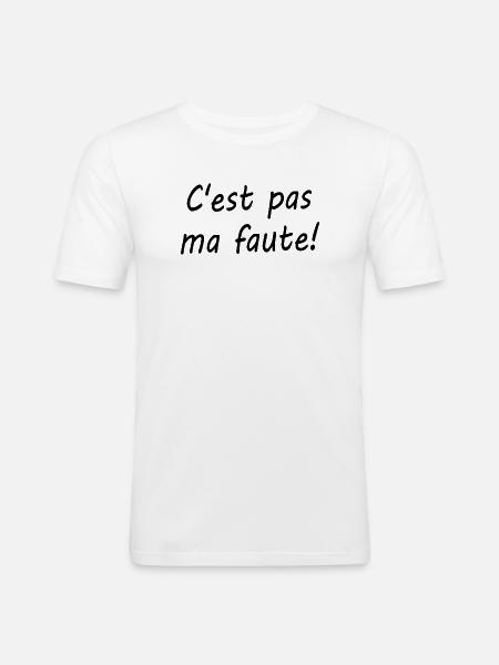 C'est pas ma faute ! - T-shirt près du corps Homme - blanc