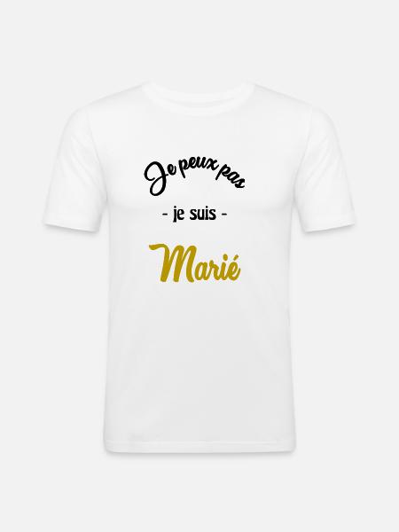 JUST MARRIED. EVJF - T-shirt près du corps Homme - blanc