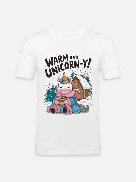 Warm And Unicorn-y! - Men's Slim Fit T-Shirt - white