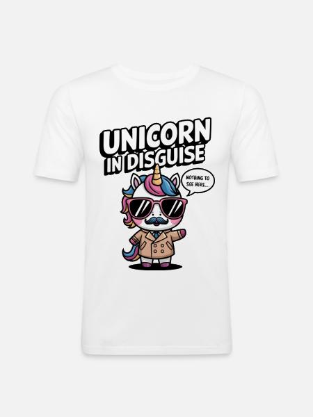 Unverkleidetes Einhorn - Männer Slim Fit T-Shirt - Weiß