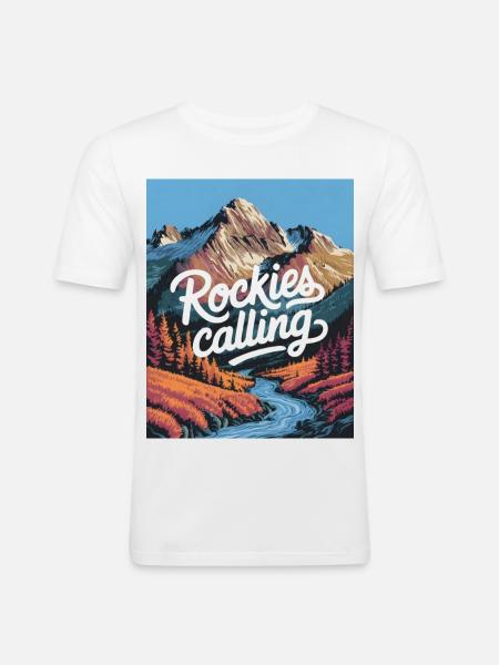 Rockies Calling - Men's Slim Fit T-Shirt - white