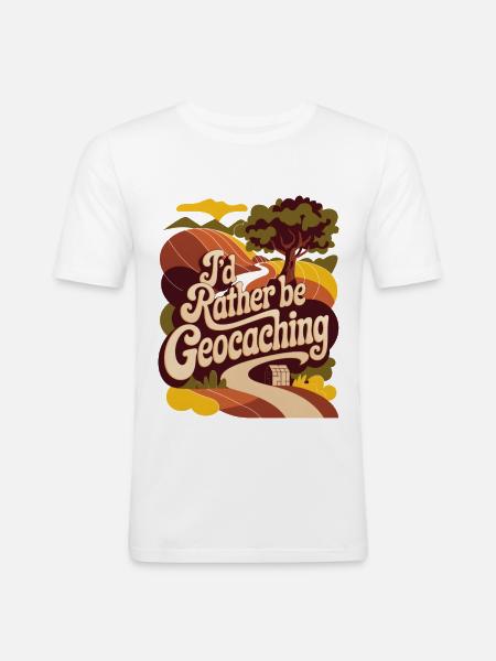 I'd Rather Be Geocaching - Men's Slim Fit T-Shirt - white