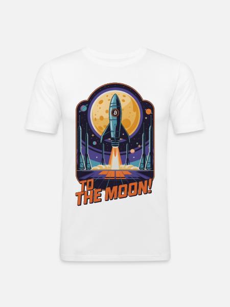 Zum Mond - Männer Slim Fit T-Shirt - Weiß