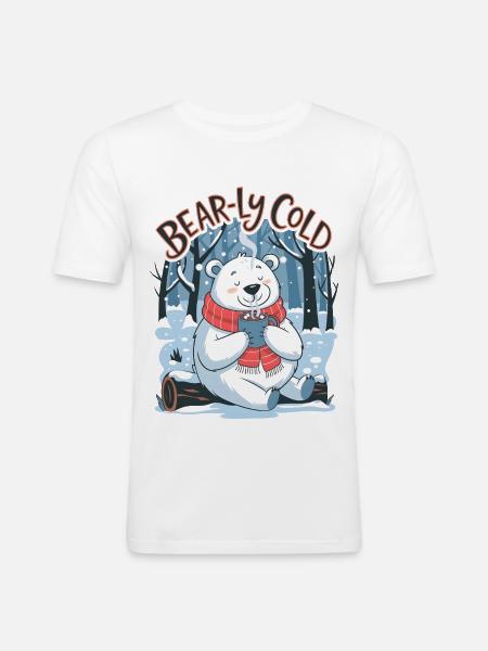Bear-ly Cold - Men's Slim Fit T-Shirt - white