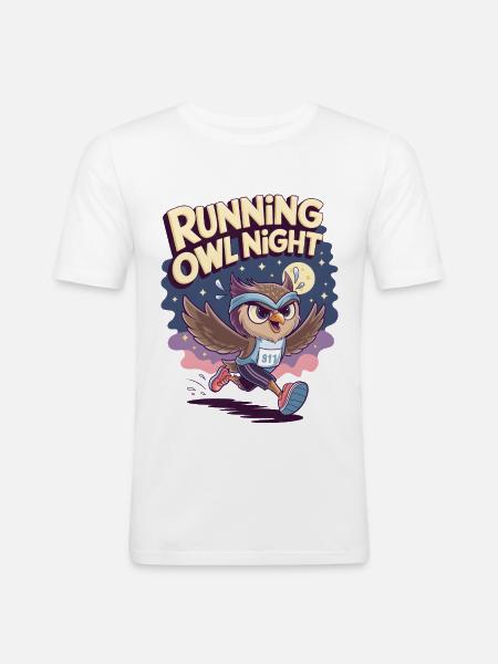 Running Owl Night - Men's Slim Fit T-Shirt - white