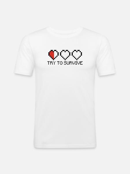 Try to survive 2c T-Shirts - Männer Slim Fit T-Shirt - Weiß