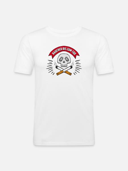 Raucher bis zum Tod - Männer Slim Fit T-Shirt - Weiß