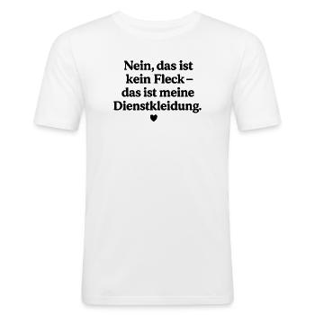 Das ist kein Fleck! - Männer Slim Fit T-Shirt - Weiß - Vorne - Nik (191cm)