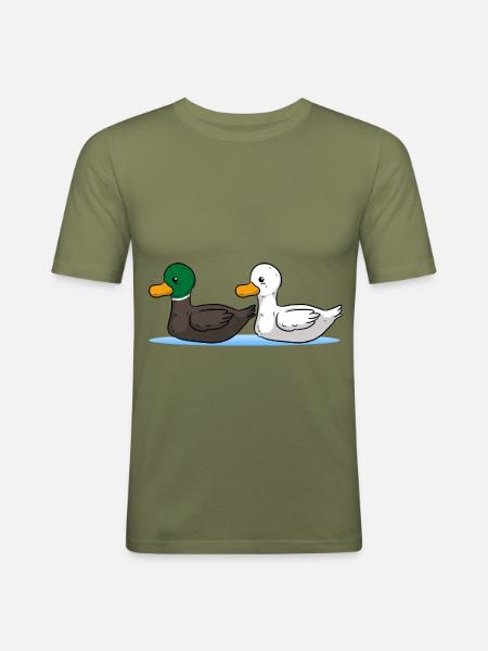 Enten - Männer Slim Fit T-Shirt - Khaki Grün