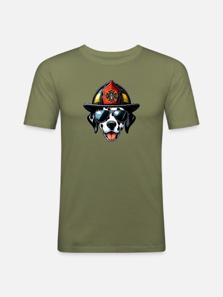 Dalmatiens des pompiers - T-shirt près du corps Homme - vert kaki