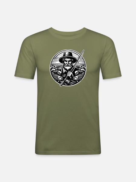 Angler Logo - Men's Slim Fit T-Shirt - khaki green