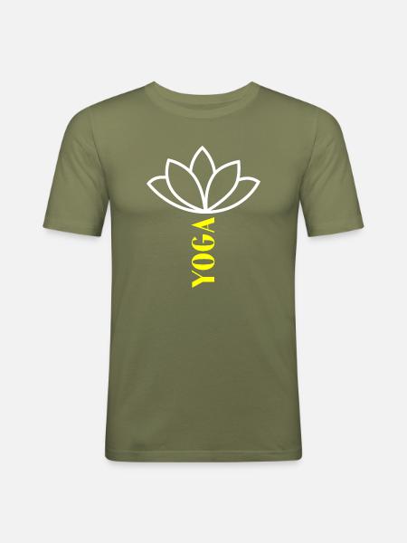 Yoga Lotusblume Lotusblüte Namaste - Männer Slim Fit T-Shirt - Khaki Grün