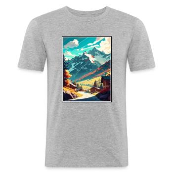 Mayrhofen Österreich Vintage Reiseposter Souvenir - Männer Slim Fit T-Shirt - Grau meliert - Vorne - Nik (191cm)