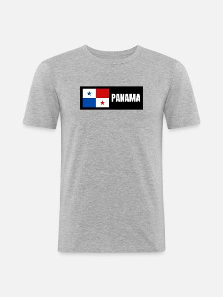 Panama Flagge - Männer Slim Fit T-Shirt - Grau meliert