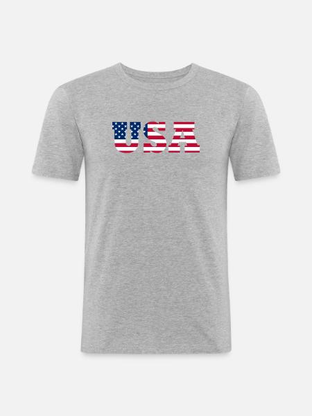 Stars & Stripes Lettermark USA - Men's Slim Fit T-Shirt - heather grey