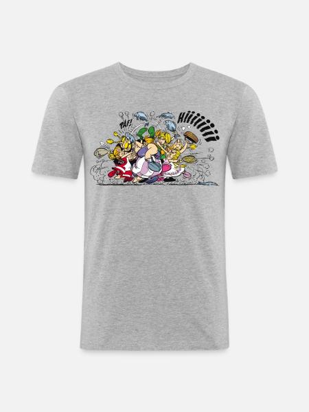 Asterix & Obelix Fight - Men's Slim Fit T-Shirt - heather grey