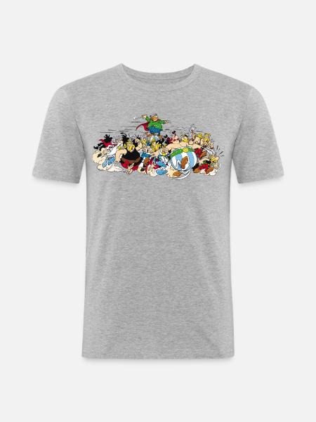 Astérix - Attaque! - T-shirt près du corps Homme - gris chiné
