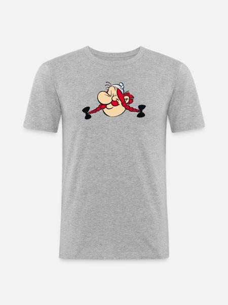 Asterix & Obelix - Obelix Face - Men's Slim Fit T-Shirt - heather grey