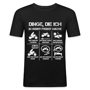 Freizeit - Motorradfahrer - Biker - Männer Slim Fit T-Shirt - Schwarz - Vorne - Nik (191cm)